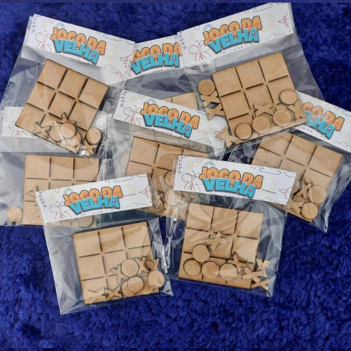 kit Jogos da Velha - Tabuleiro Jogo Brinquedo Presente - MDF Cru