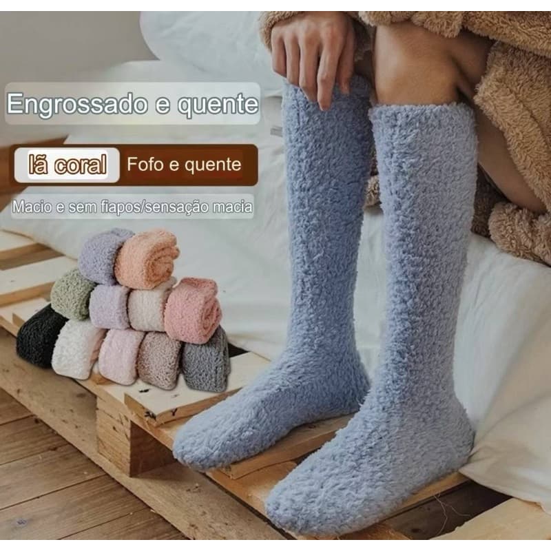 kit  6-12 Pares de Meias Longa De Toalha Felpuda Grossa Unissex Para Frio Quente De Outono E Inverno Térmica 2021-13,14