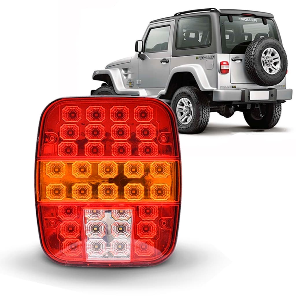 Lanterna Led Unitária Universal Traseira Troller T4 2009 a 2014 Marmita Luz de Placa 12v/24v Bivolt