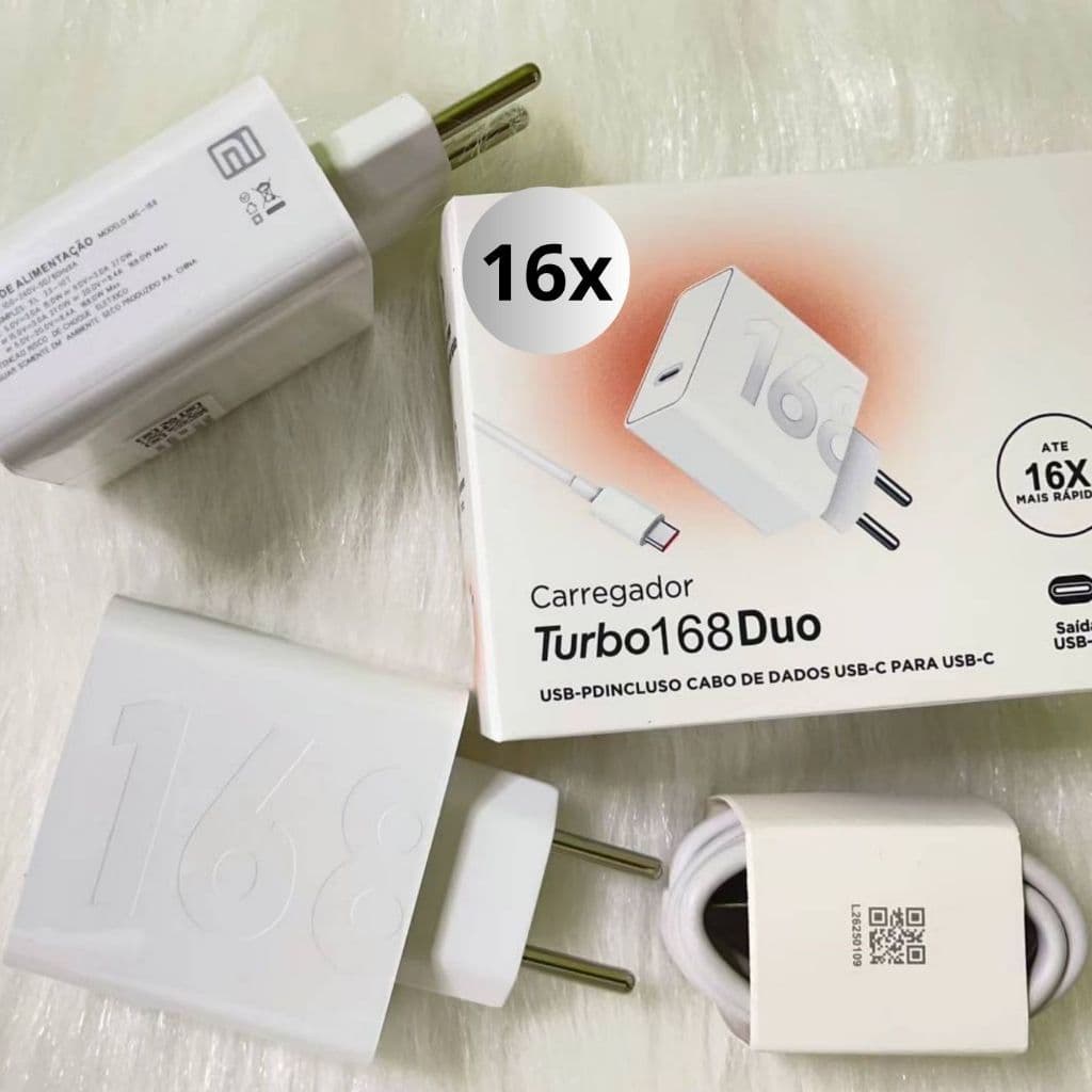 Carregador 168W Com Cabo Tipo C 6A Carga Rápida Power
