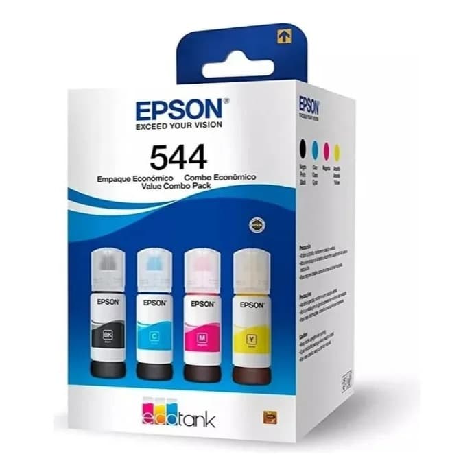 Kit de 4 Tintas Epson Original T544 para Impressoras Epson L3210 L3250 L3150 L3110 L5190 L1110 L3160