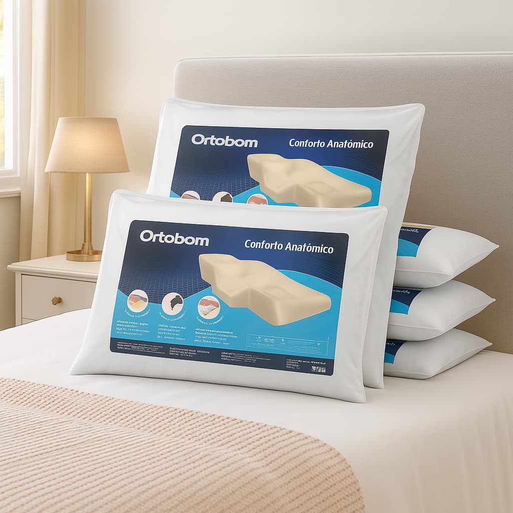 Travesseiro NASA Ortobom Viscoelástico Cervical 12cm com Capa Removível 100% Algodão