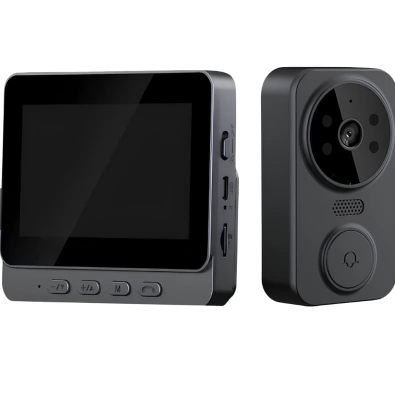 Câmera Olho Mágico e Intercomunicador Digital com Visor 4.3", Visão Noturna e Campainha Sem Fio
