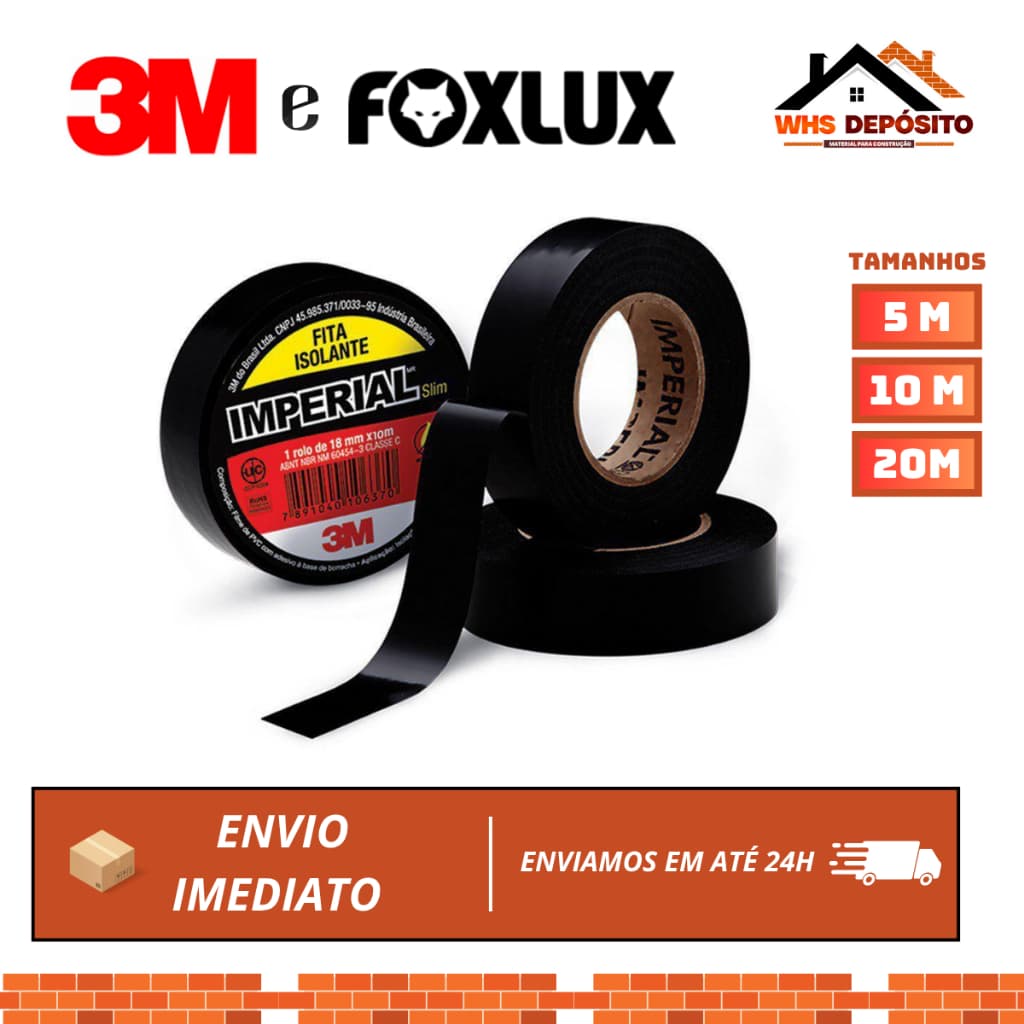 Fita Isolante 3M Imperial e  Fita Isolante Foxlux 5m 10m 20m diversos Tamanhos