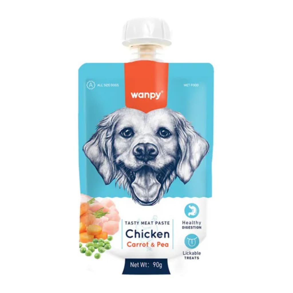 Petisco Para Cachorro Wanpy Creamy Sachê De Frango, Cenoura e ervilha 90g