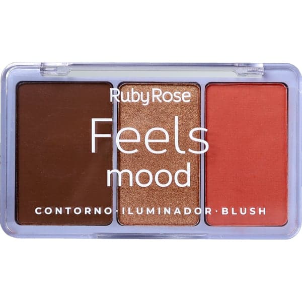 Paleta Feels Mood: Contorno, Iluminador e Blush | Maquiagem Completa e Vegana para Pele Perfeita