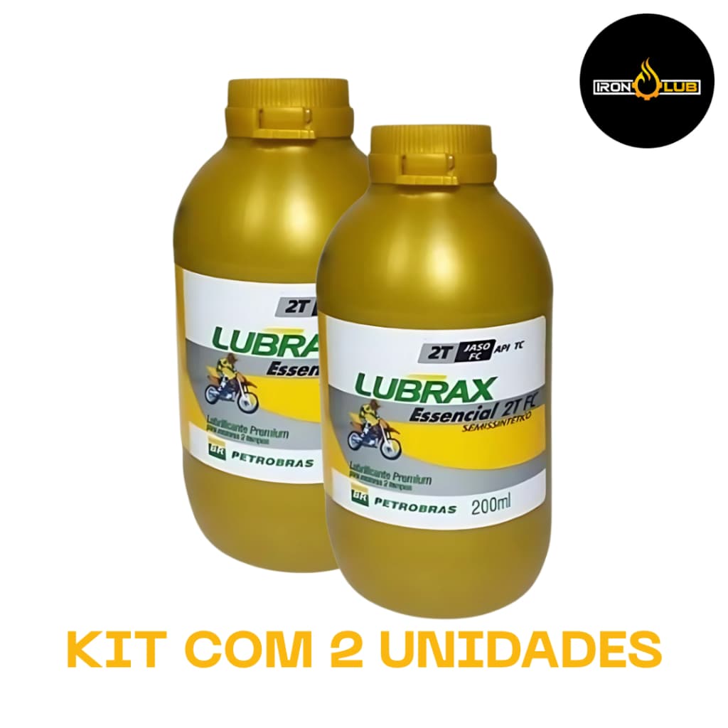 KIT 2 LUBRAX 2 TEMPOS ESSENCIAL 2T SEMISSINTÉTICO DE 200ML (AMARELO)