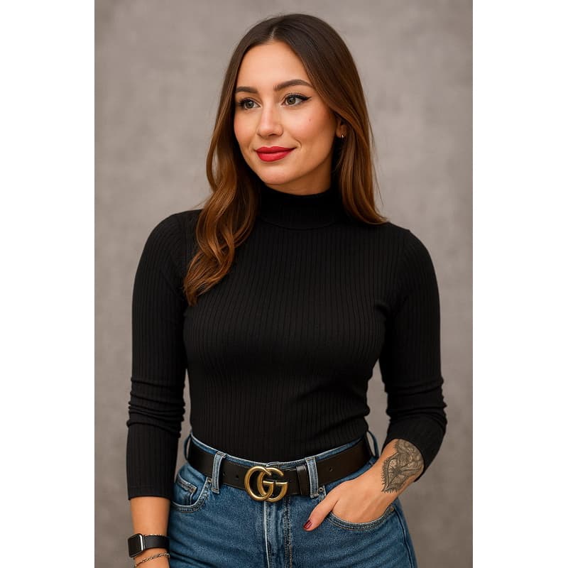 Blusa de Frio, CACHARREL Feminina, Gola Alta, Modelo CANELADO, Moda Outono Inverno