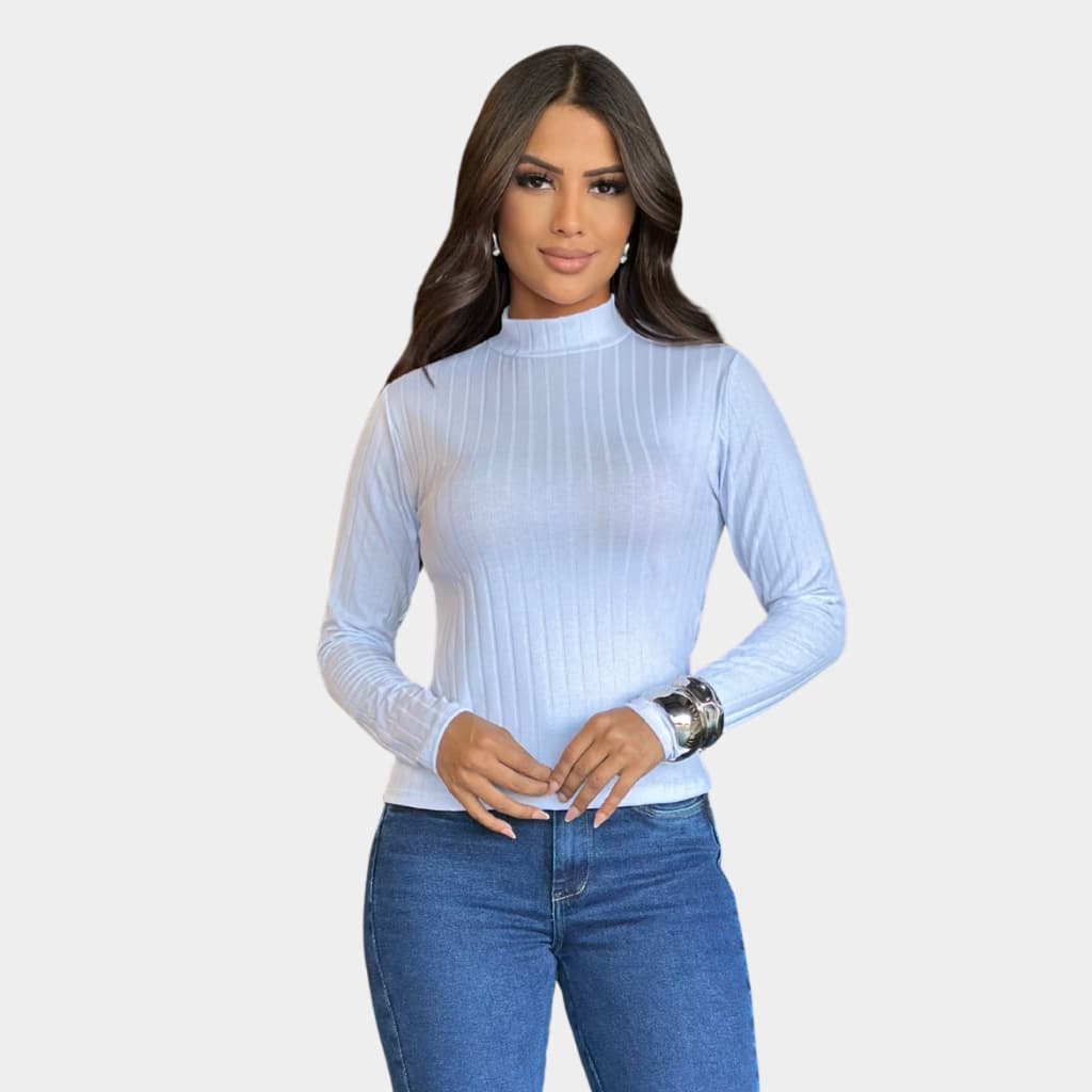 Blusa de Frio Cacharrel Feminina Gola Alta de Manga Longa Blusa Friu