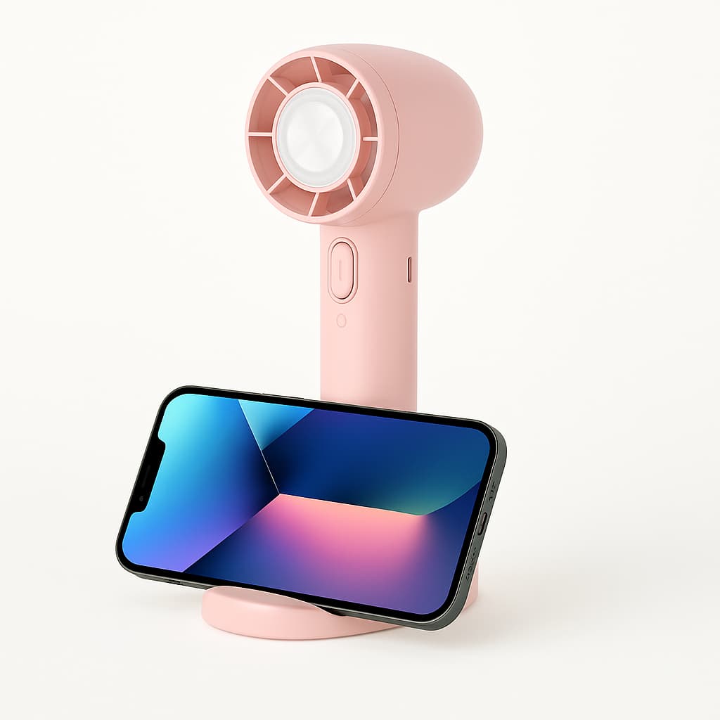 Ventilador Portátil Recarregável USB de Mão e Mesa para Extensão de Cílios