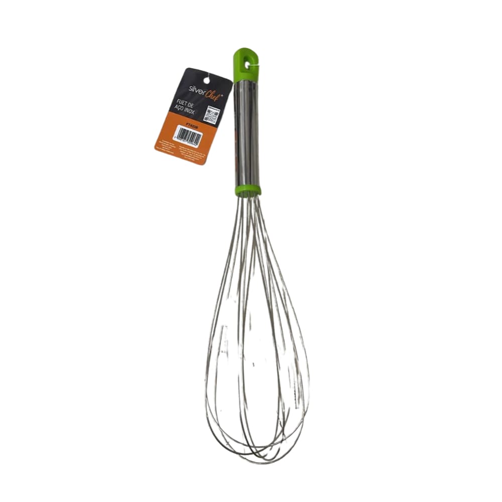 Fuet Batedor De Aço Inox Verde 30cm Para Confeitaria Bolo SilverChef