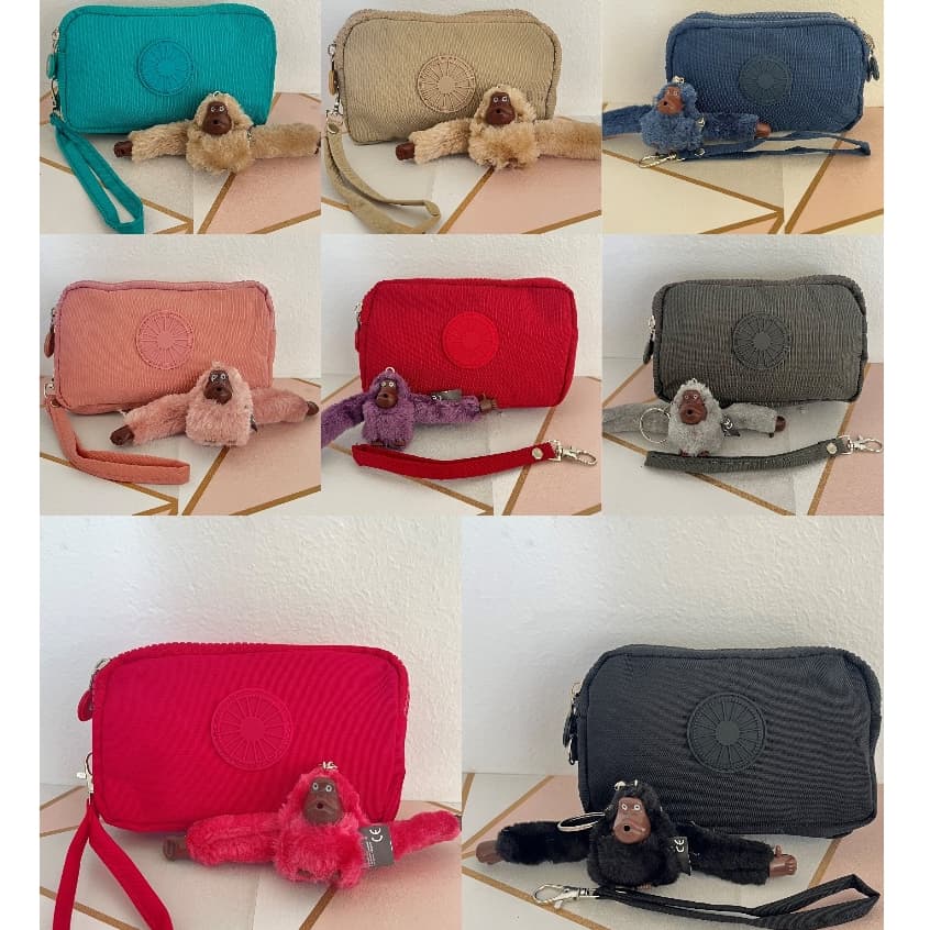 Carteiras Carteiras femininas Porta-moedas de nylon Estojos de transporte femininos e chaveiros de macaco