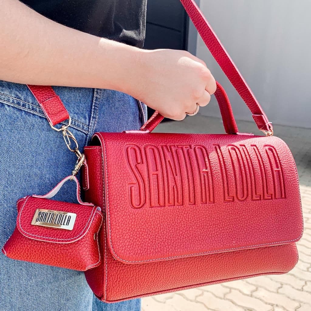 bolsa media com alça de mão e alça lateral ajustável, fechamento ziper