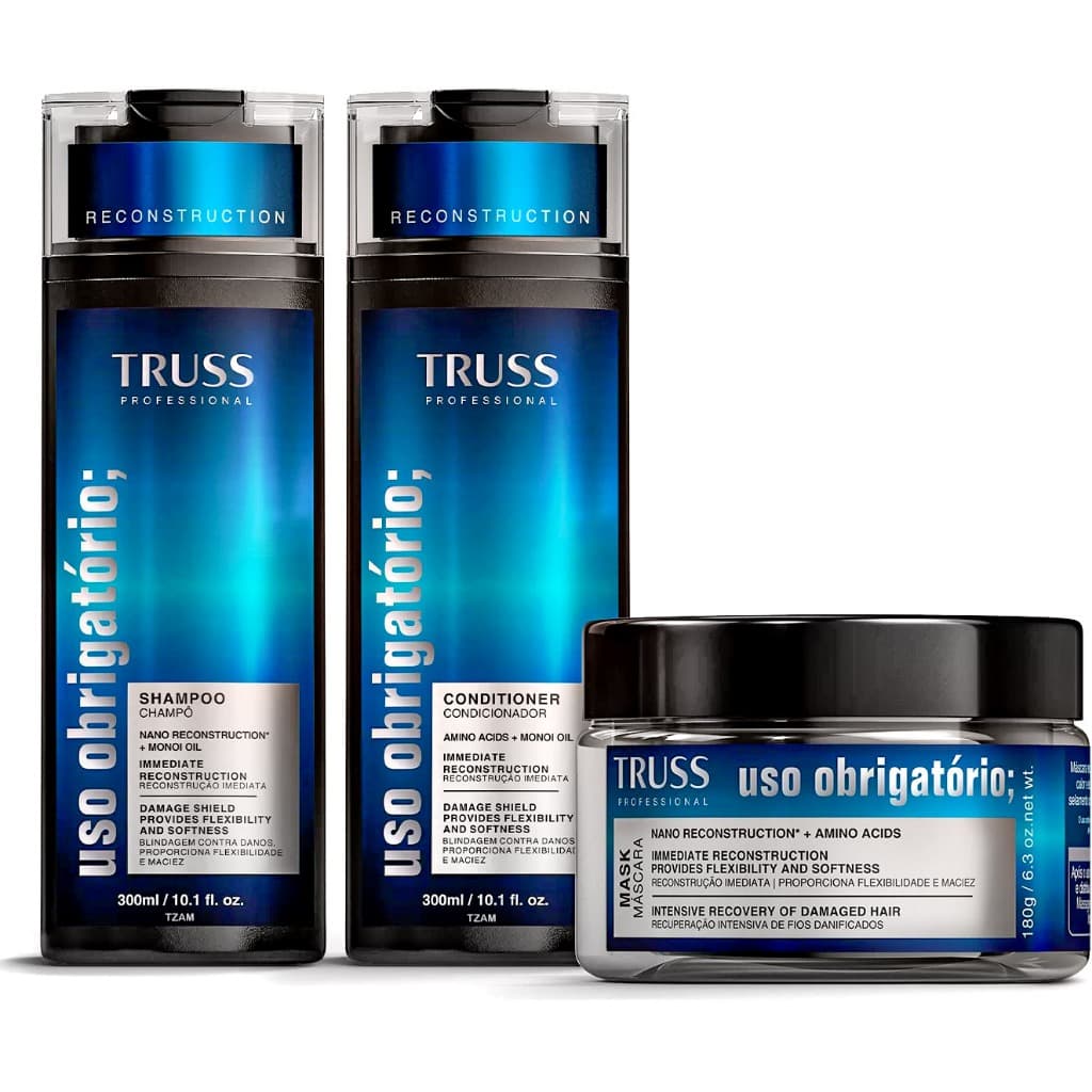 Original Kit Truss Uso Obrigatório Shampoo 300ml + Condicionador 300ml + Máscara 180g Reconstrução