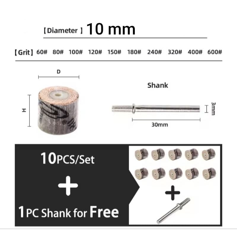 Kit 10 Lixa Roda Flap 10mm P/ Micro Retifica (Escolha o grão em variações)