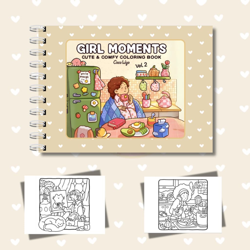 Livro Para Colorir Girl Moments Volume 2 Capa Dura A5 180g Com Acetato Reposicionável