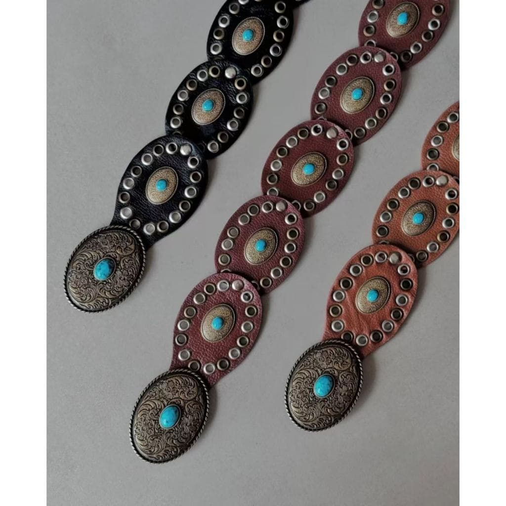 Cinto Couro Ocidental Feminino Boho Dics Vaquero