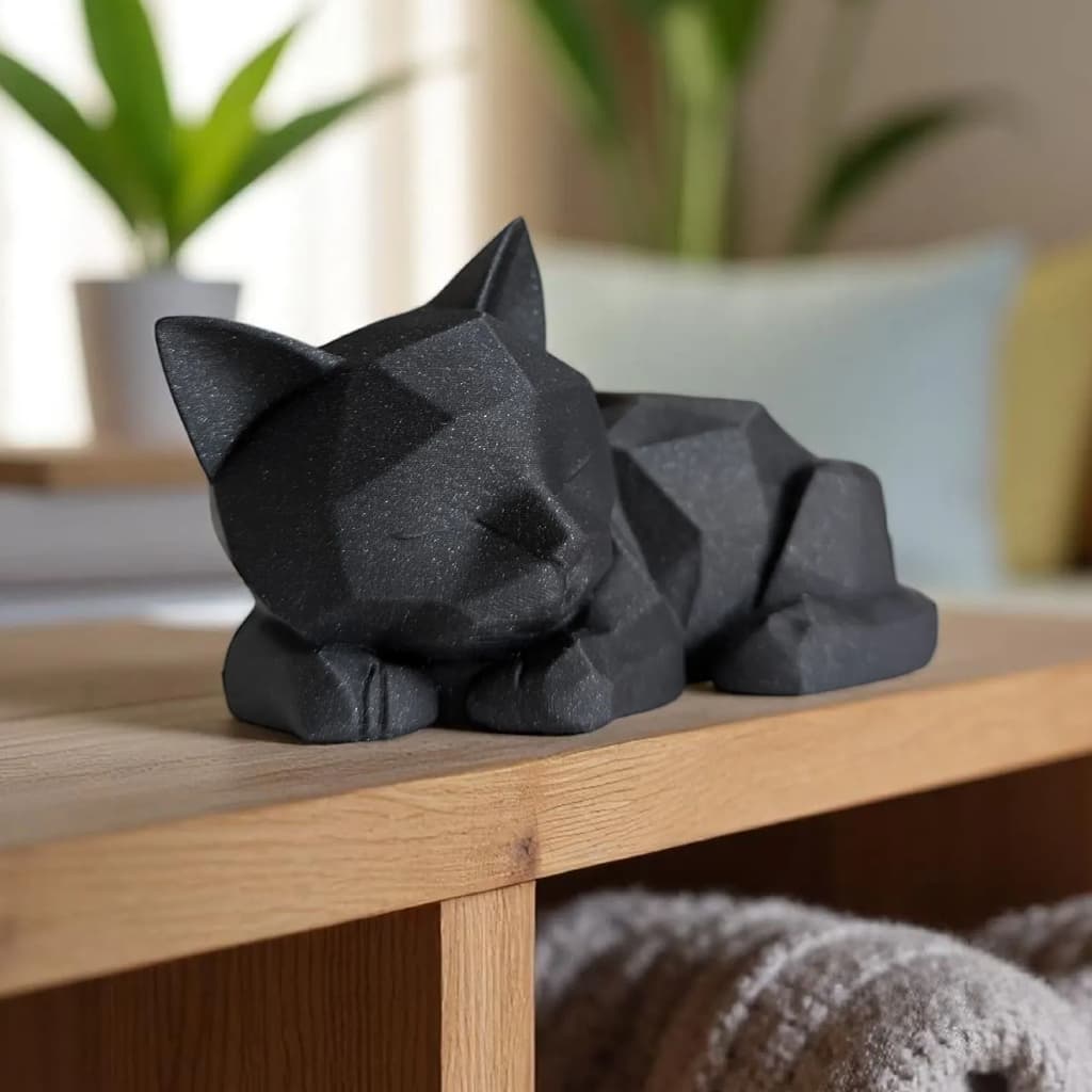 Enfeite Gatinho Dormindo Low Poly Decoração Criativa Moderna de Gato