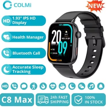 Smartwatch Colmi C8 Max recurso de chamada de voz 1,93"display colorido HD saúde e rastreador de fitness