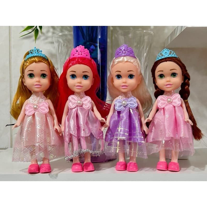 kit 4 Boneca Happy Girl Sortidas Bonequinhas Miniaturas Articuladas com Acessório infantil