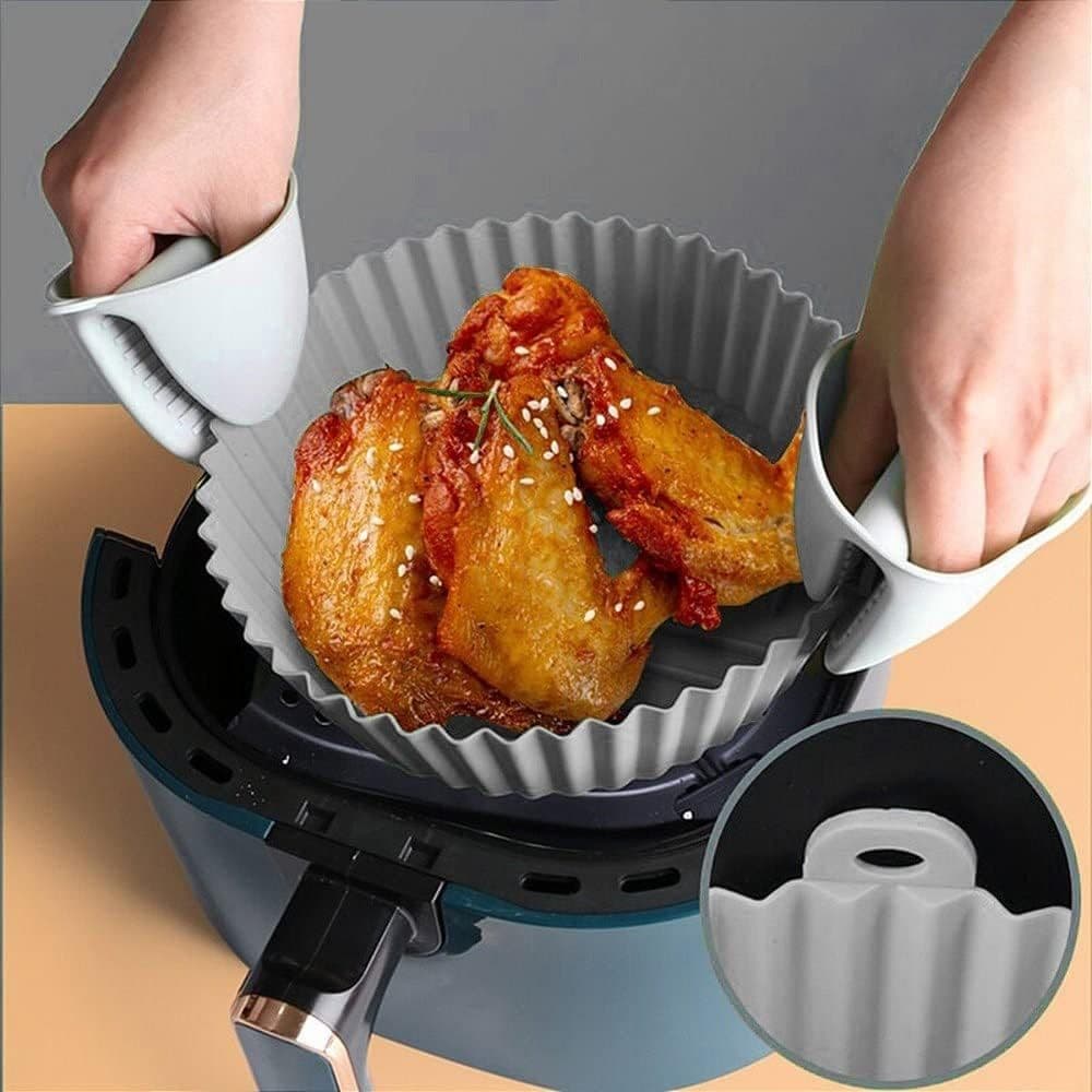 Forro Para Fritadeira Air Fryer  Com Alça Sem Sujeira Limpável Silicone Reutilizável Antiaderente