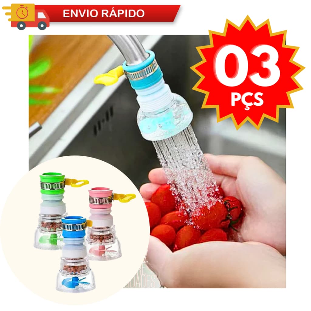 Kit Filtro Purificador Arejador Com Filtro Para Torneira Chuveirinho Flexível Extensível