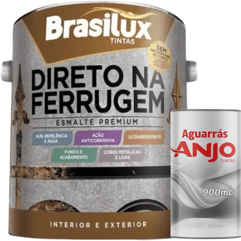 TINTA ESMALTE DIRETO NA FERRUGEM 900ML BRASILUX MAIS DILUENTE ANJO