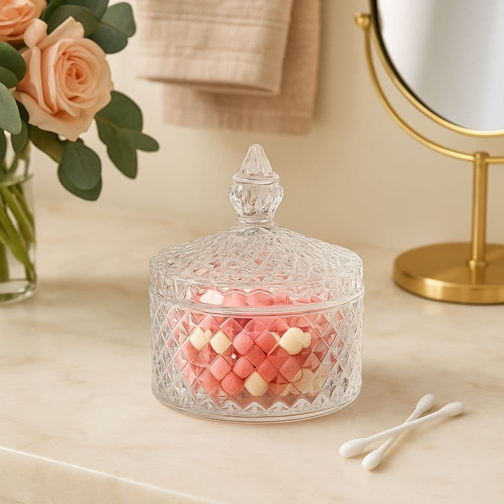 Bomboniere de Vidro Decorativa 120ml com Tampa – Multiuso para Doces, Velas ou Lembrancinha