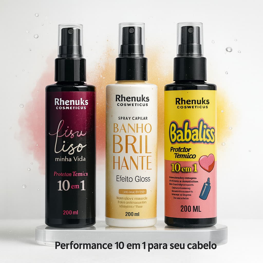 Kit Spray Protetor Térmico Capilar 10 Em 1 Meu Liso + Banho Brilhante + Babaliss 200ml Cada