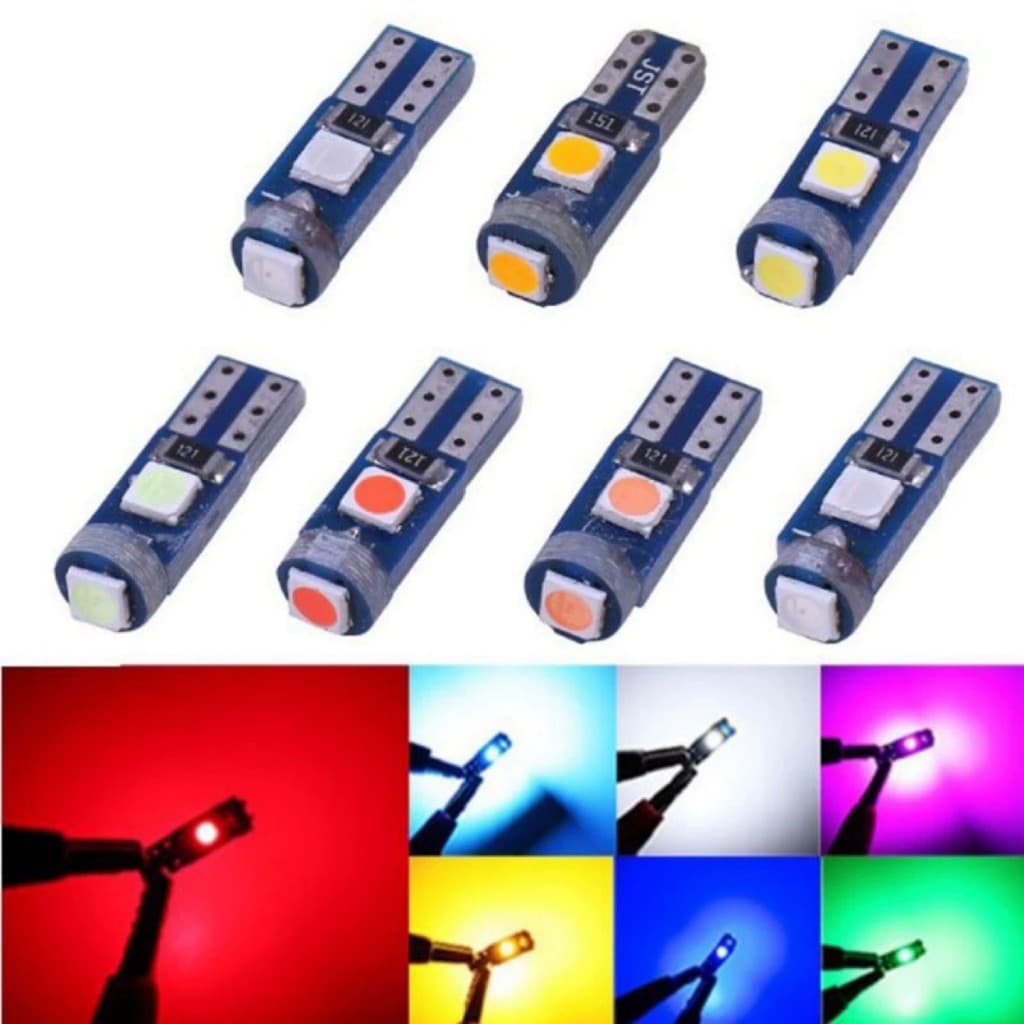 Kit 10 Lâmpadas de Led T5 3 Leds W3w 3030 12v Para Painel de Carro Moto