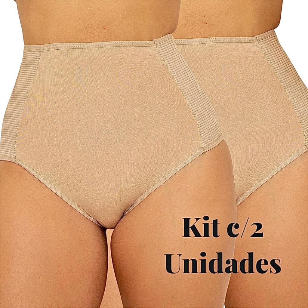 Kit 2 Calcinhas Cinta Modeladora Compressão Cos Alto Segura Barriga Pos Parto Redutora de Medidas