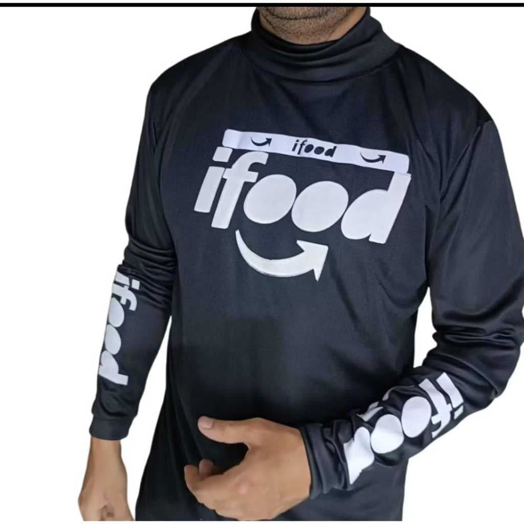 Camisa manga longa entregador ifood blusa gola alta uv