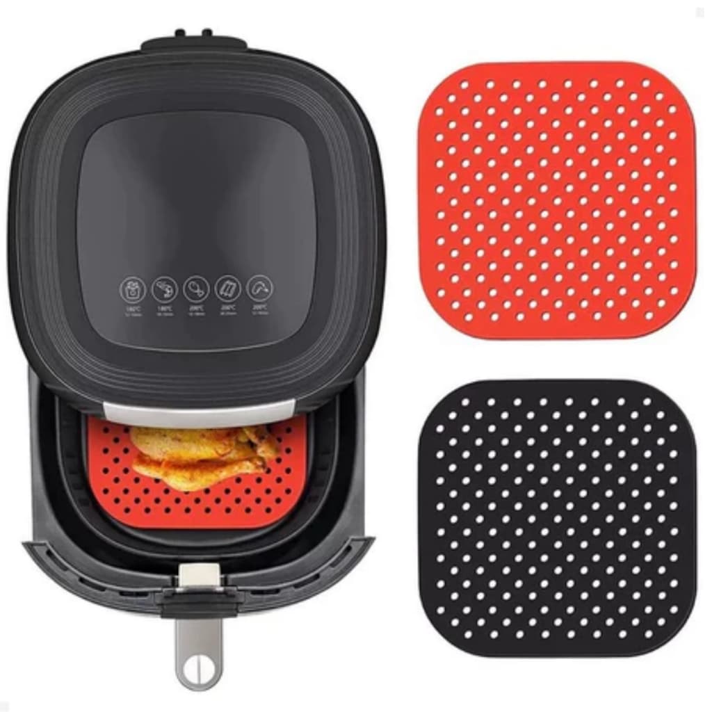 3 Tapete Almofada Forro Protetor de Silicone Quadrado Antiadarerente Airfryer Reutilizável Lavavél