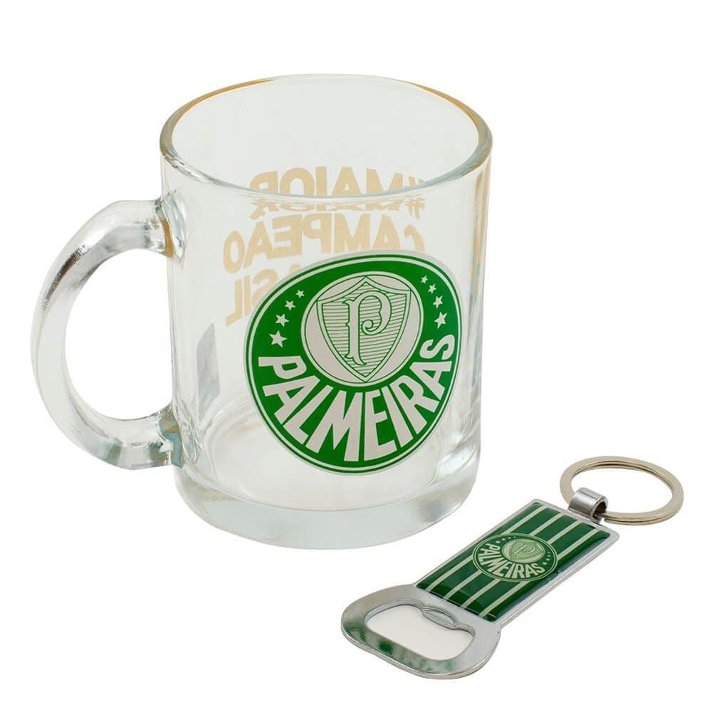 Caneca De Vidro Com Abridor De Garrafas 350ml - Palmeiras