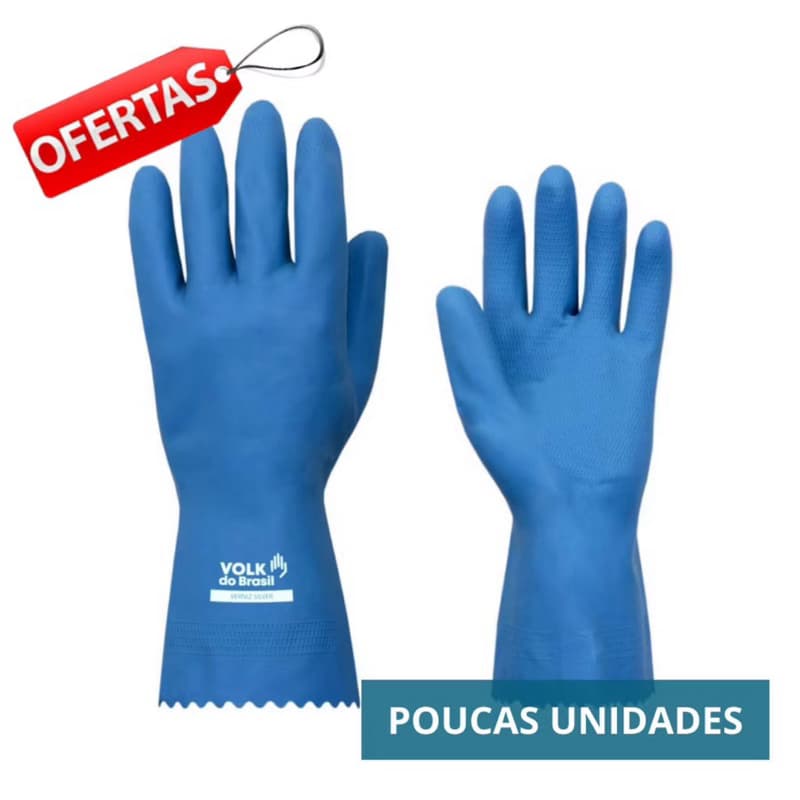 Kit  Luva De Latex AZUL Multiuso Forrada Antiderrapante Impermeável  Limpeza Louça Faxina Jardinagem