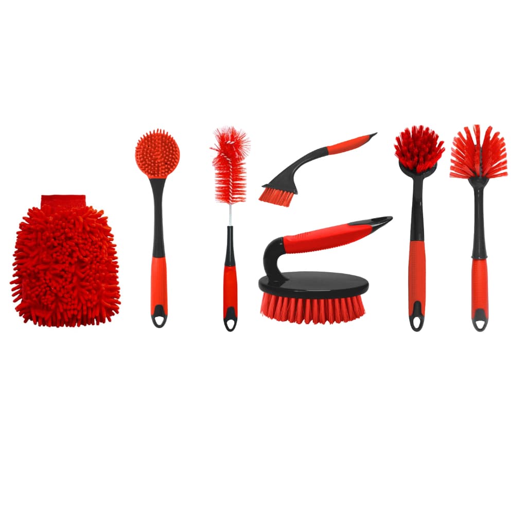 Kit de 7 Escovas para Limpeza Multiuso Escova para Cantos, Delicada, Redonda, Escovão e Luva