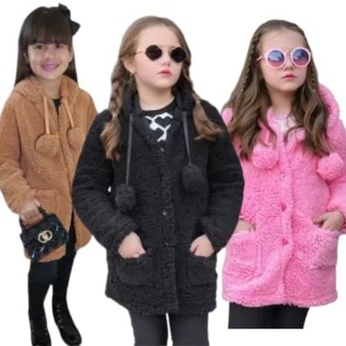 Casaco Blusa Infantil Feminino Menina Teddy Com Bolso E Capuz Inverno Frio 2 Ao 16
