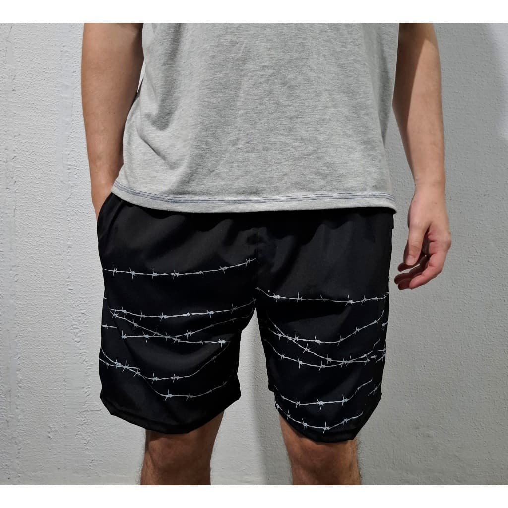 Shorts Masculino Tactel Estampado Arame 2.0 Bermuda Elastano Streetwear Masculina Treino