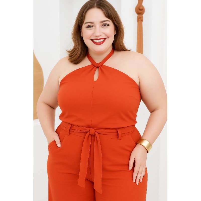 MACACÃO PLUS SIZE VERÃO GG 46 AO 50 ESTILOSO ELEGANTE PREMIUM Com Amarração