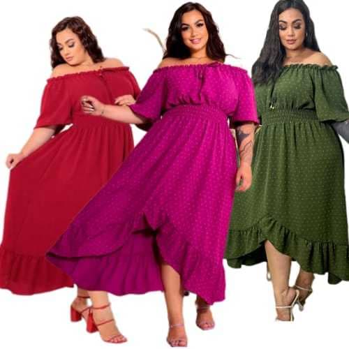 Vestido Feminino Moda Evangélica Plus Size Elegante Casual Tendencia Verão 48 Ate 56 Duna G1 G2 G3