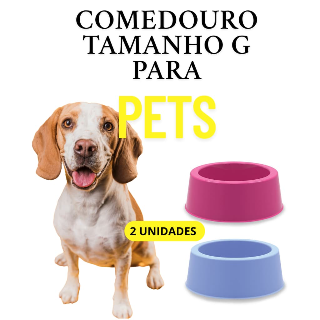 Comedouro G Pote de Ração Comida/Agua 600 ml Cachorros e Gatos - Resistência e Conforto na Alimentação do seu Pet