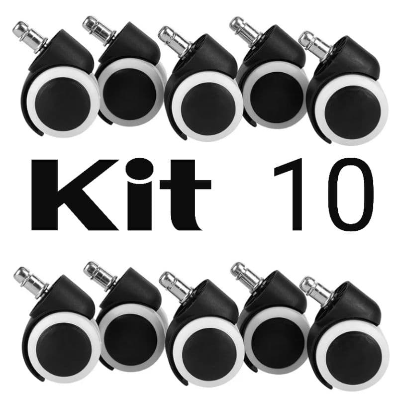 Kit 10 Rodinhas Rodízios Para Cadeira Giratória