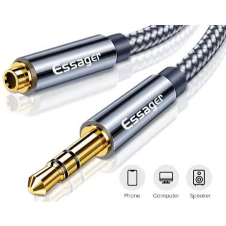 Cabo extensor de fone de ouvido 1 Metro Essanger 3.5mm estéreo P2 macho / P2 fêmea