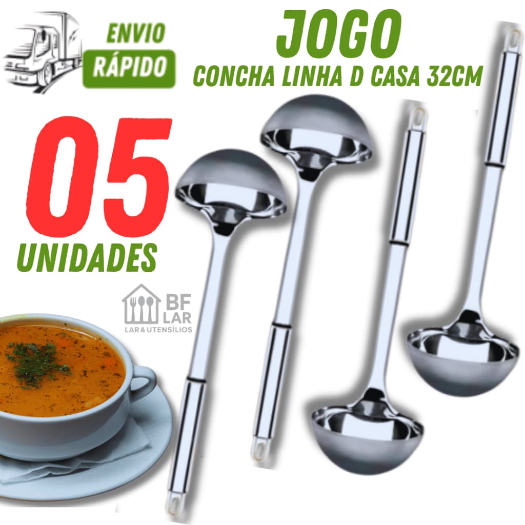 Conchas de Feijão e Sopa em Inox Multiuso Qualidade Premium  Resistente Várias Utilidades na Cozinha