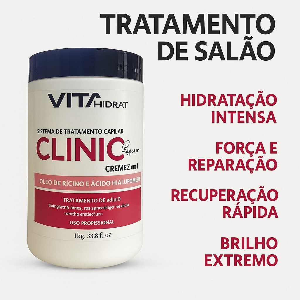 Máscara Tratamento de Salão Reconstrução Capilar Clinic Repair Vita Hidrat 1kg