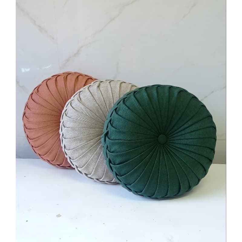 almofada decorativa redonda artesanal em linho 40 cm decoração luxuosa sofá
