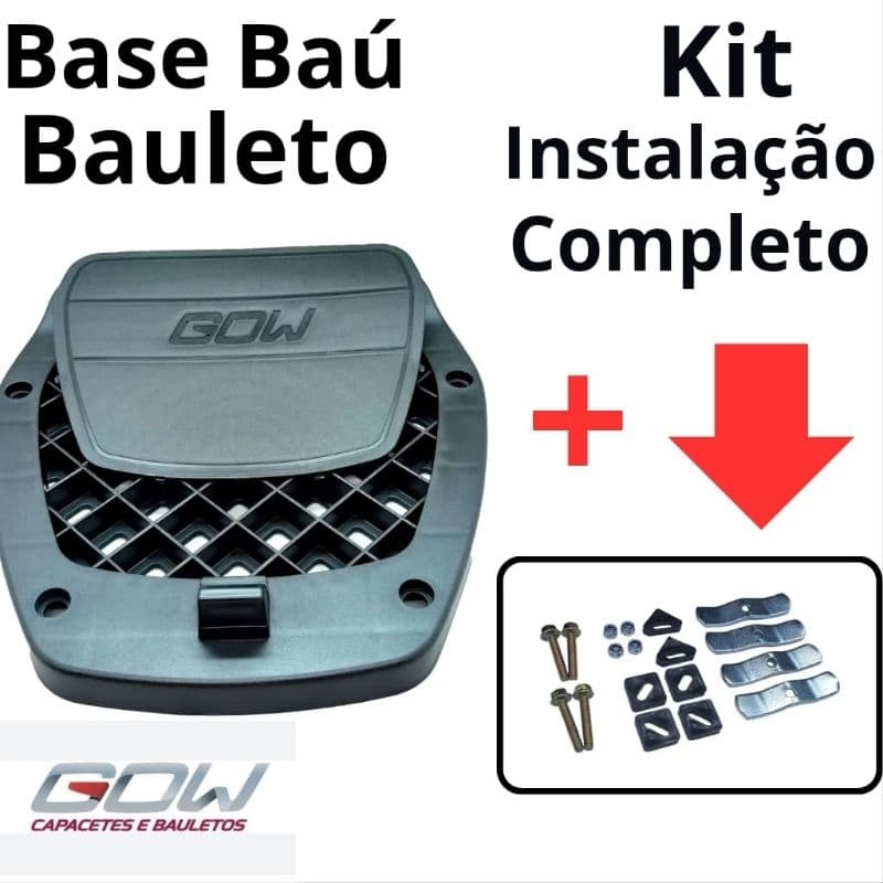 Base Baú Bauleto Moto GOW G33 G40  30 33 40 47 Litros Para BROS, XRE 300, Fazer  e Twister