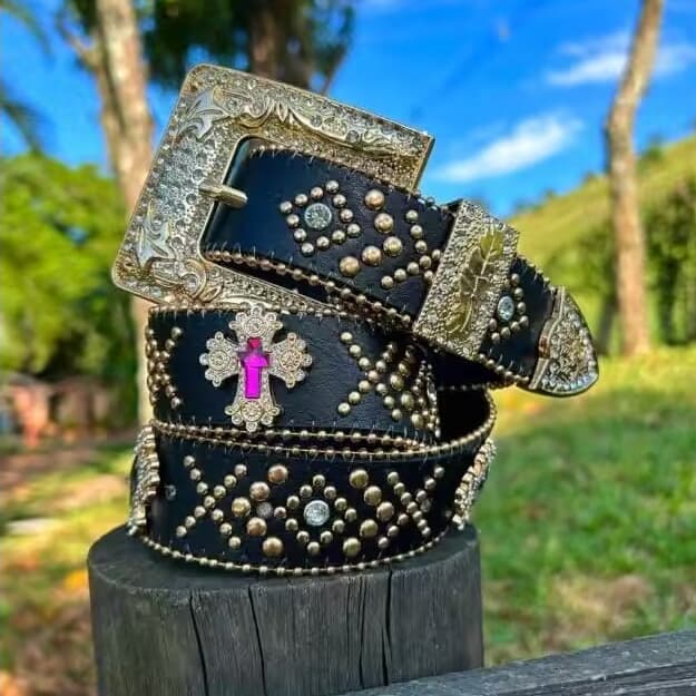 Cinto feminino plus size country com strass e rebites cruzar brilhantes estilo cowboy ocidental