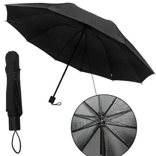 Guarda-Chuva Dobrável Preto Grande Adulto Cabe na Bolsa