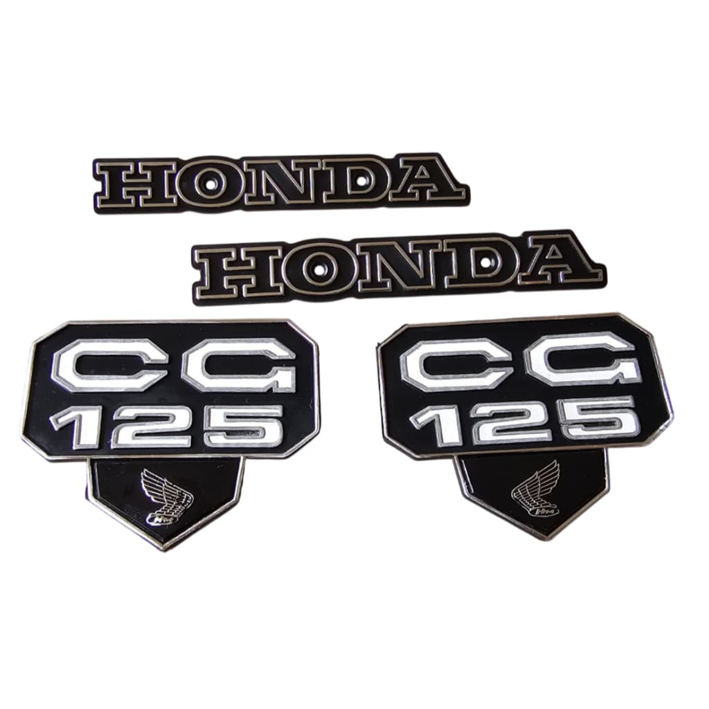 Emblema Tanque Tampa Lateral Cg 125 77 A 82 Bolinha Preto (KIT)